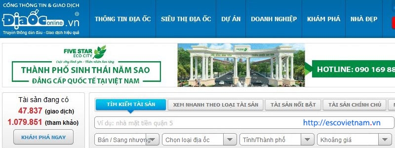 thiet ke website bat dong san    diaoconline vn