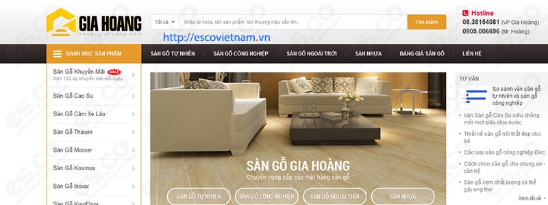 thiet ke website ban hang san go sangogiahoang com