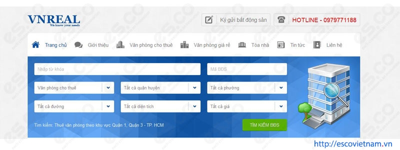 thiet ke website bat dong san vanphongquan1 com