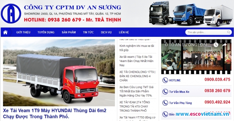 thiet ke web xe tai   xetaiansuong vn